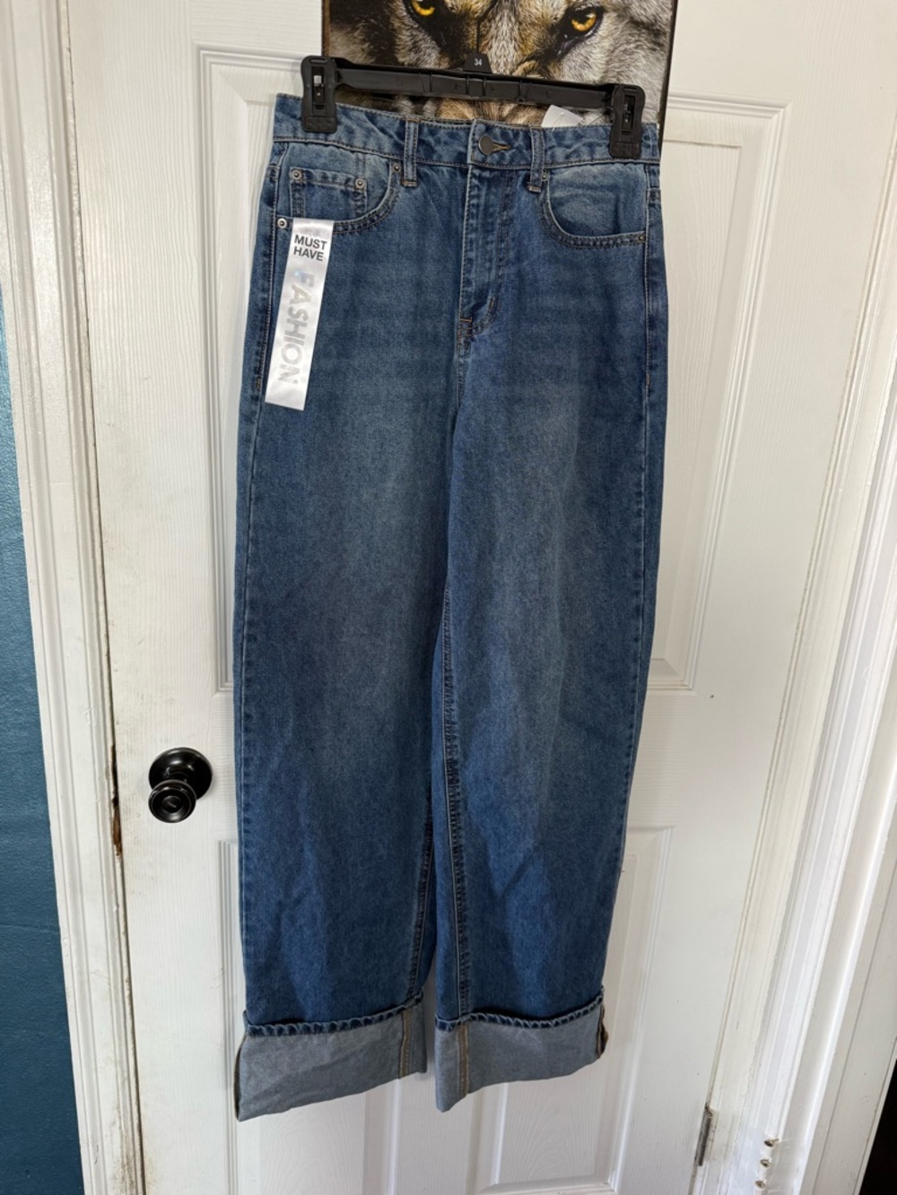 Tinseltown Blue Wide-Leg Cuffed Jeans. Size 1